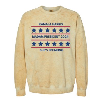 Kamala Harris Madam President 2024 SheS Speaking Colorblast Crewneck Sweatshirt