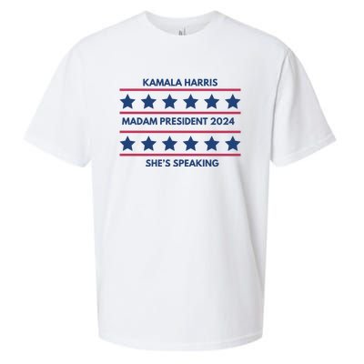 Kamala Harris Madam President 2024 SheS Speaking Sueded Cloud Jersey T-Shirt