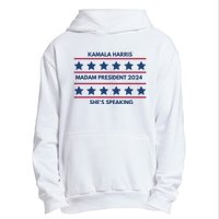 Kamala Harris Madam President 2024 SheS Speaking Urban Pullover Hoodie