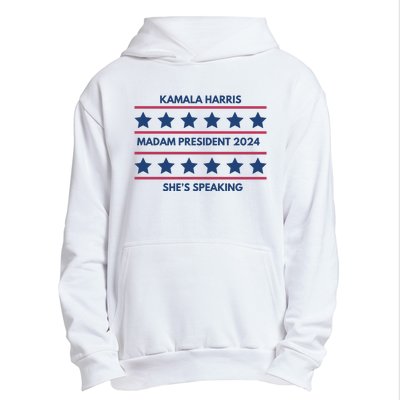 Kamala Harris Madam President 2024 SheS Speaking Urban Pullover Hoodie