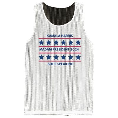 Kamala Harris Madam President 2024 SheS Speaking Mesh Reversible Basketball Jersey Tank