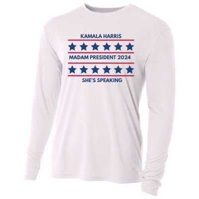 Kamala Harris Madam President 2024 SheS Speaking Cooling Performance Long Sleeve Crew