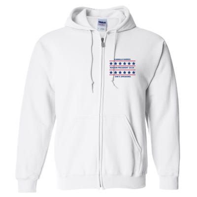 Kamala Harris Madam President 2024 SheS Speaking Full Zip Hoodie