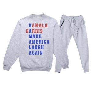 Kamala Harris Madam President Make America Laugh Again 2024 Premium Crewneck Sweatsuit Set