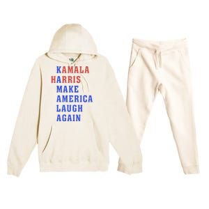 Kamala Harris Madam President Make America Laugh Again 2024 Premium Hooded Sweatsuit Set