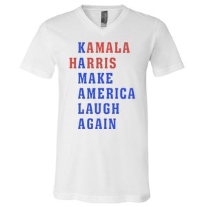 Kamala Harris Madam President Make America Laugh Again 2024 V-Neck T-Shirt