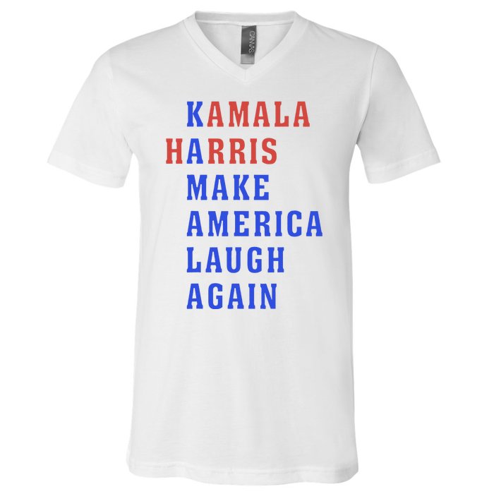 Kamala Harris Madam President Make America Laugh Again 2024 V-Neck T-Shirt