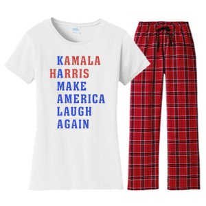 Kamala Harris Madam President Make America Laugh Again 2024 Women's Flannel Pajama Set