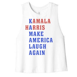 Kamala Harris Madam President Make America Laugh Again 2024 Women's Racerback Cropped Tank