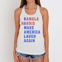 Kamala Harris Madam President Make America Laugh Again 2024 Women's Knotted Racerback Tank