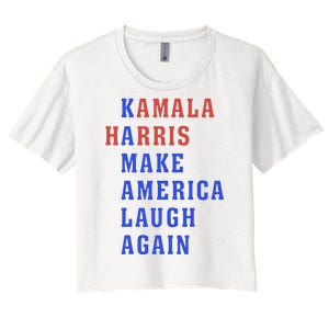 Kamala Harris Madam President Make America Laugh Again 2024 Women's Crop Top Tee