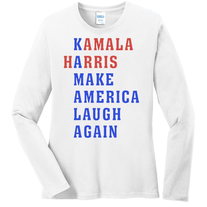 Kamala Harris Madam President Make America Laugh Again 2024 Ladies Long Sleeve Shirt