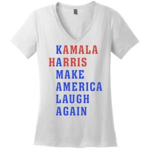 Kamala Harris Madam President Make America Laugh Again 2024 Women's V-Neck T-Shirt