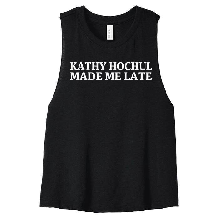 Kathy Hochul Made Me Late Women's Racerback Cropped Tank