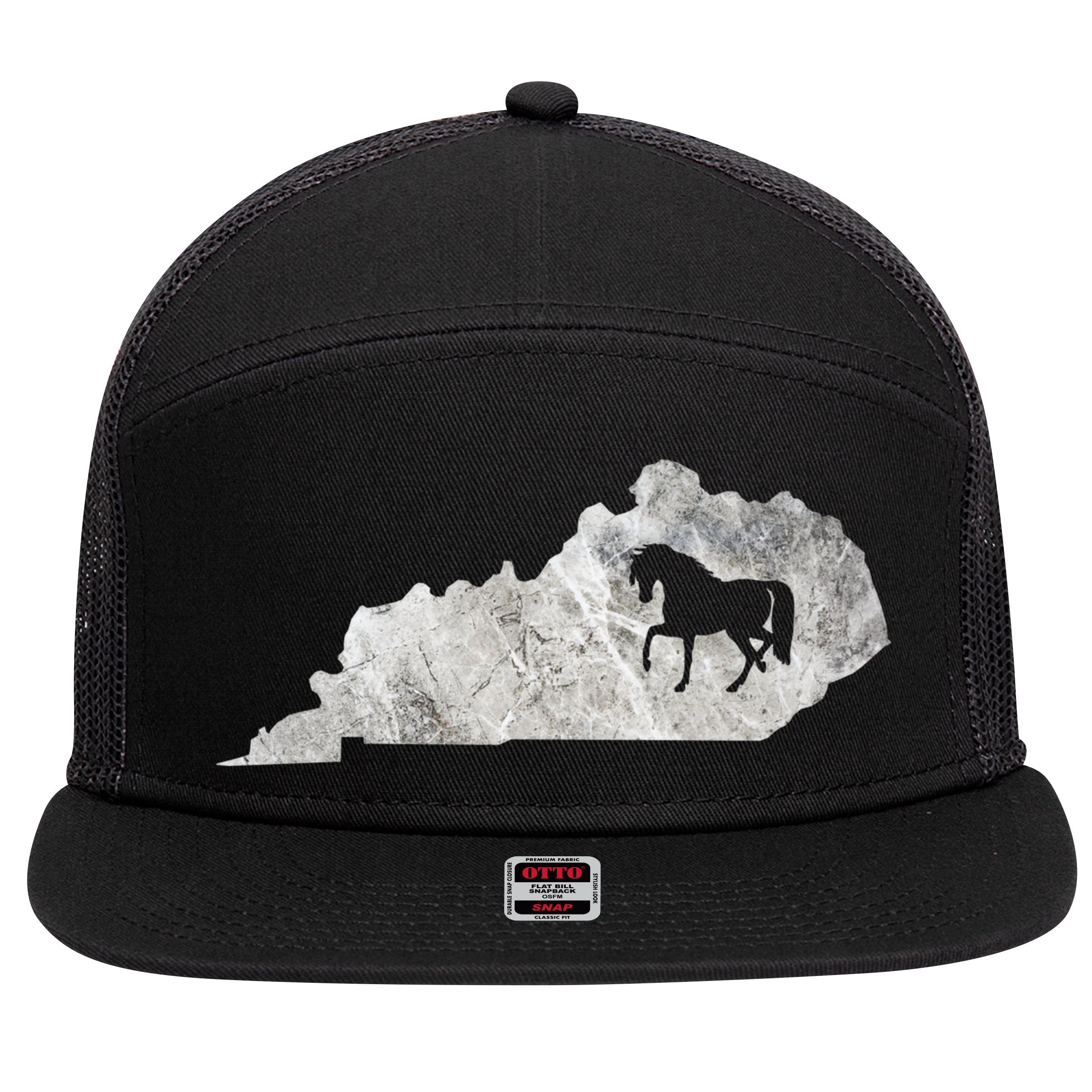 Kentucky Horse Map Horseback Riding Equestrian Racing Gift 7 Panel Mesh Trucker Snapback Hat