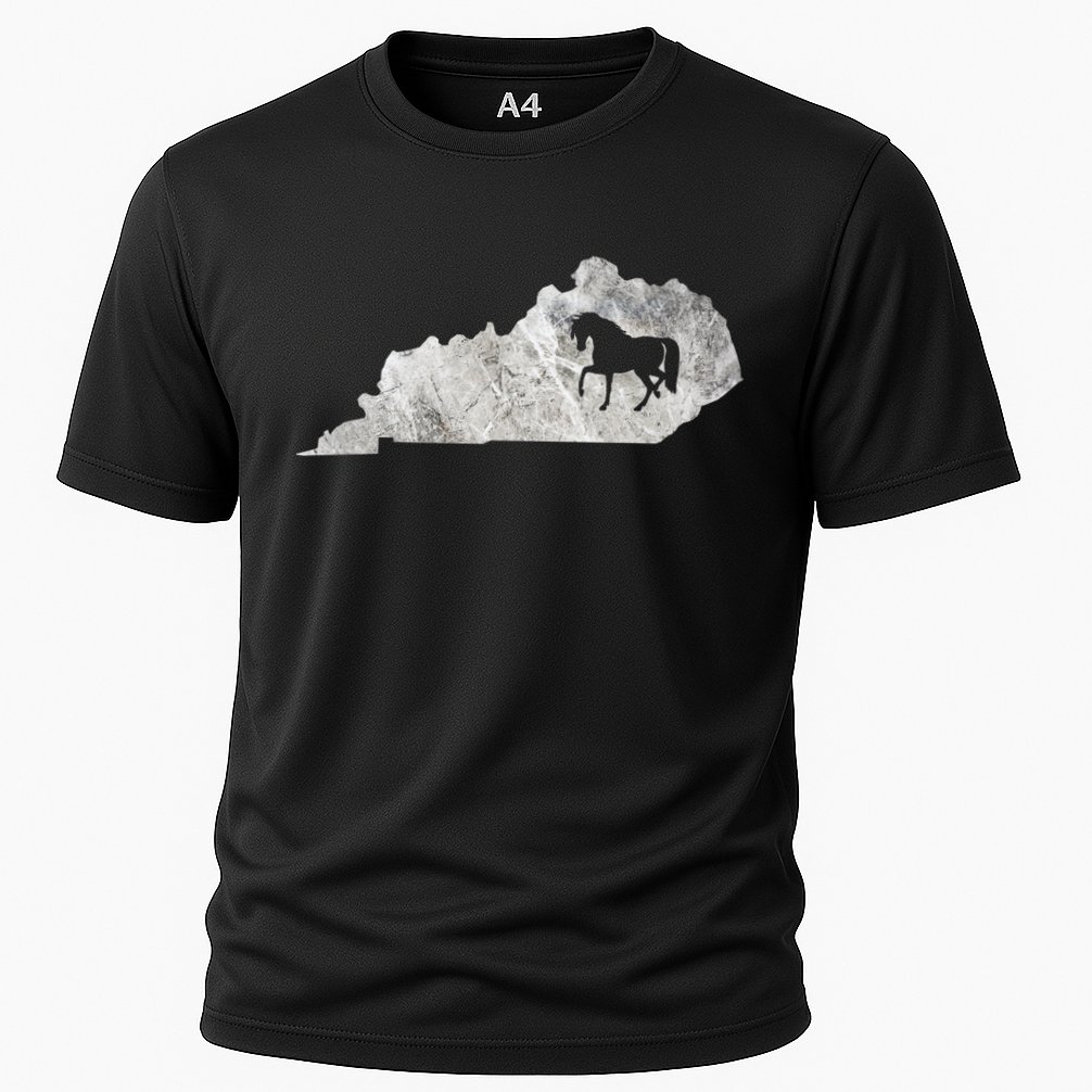 Kentucky Horse Map Horseback Riding Equestrian Racing Gift Cooling Performance Crew T-Shirt