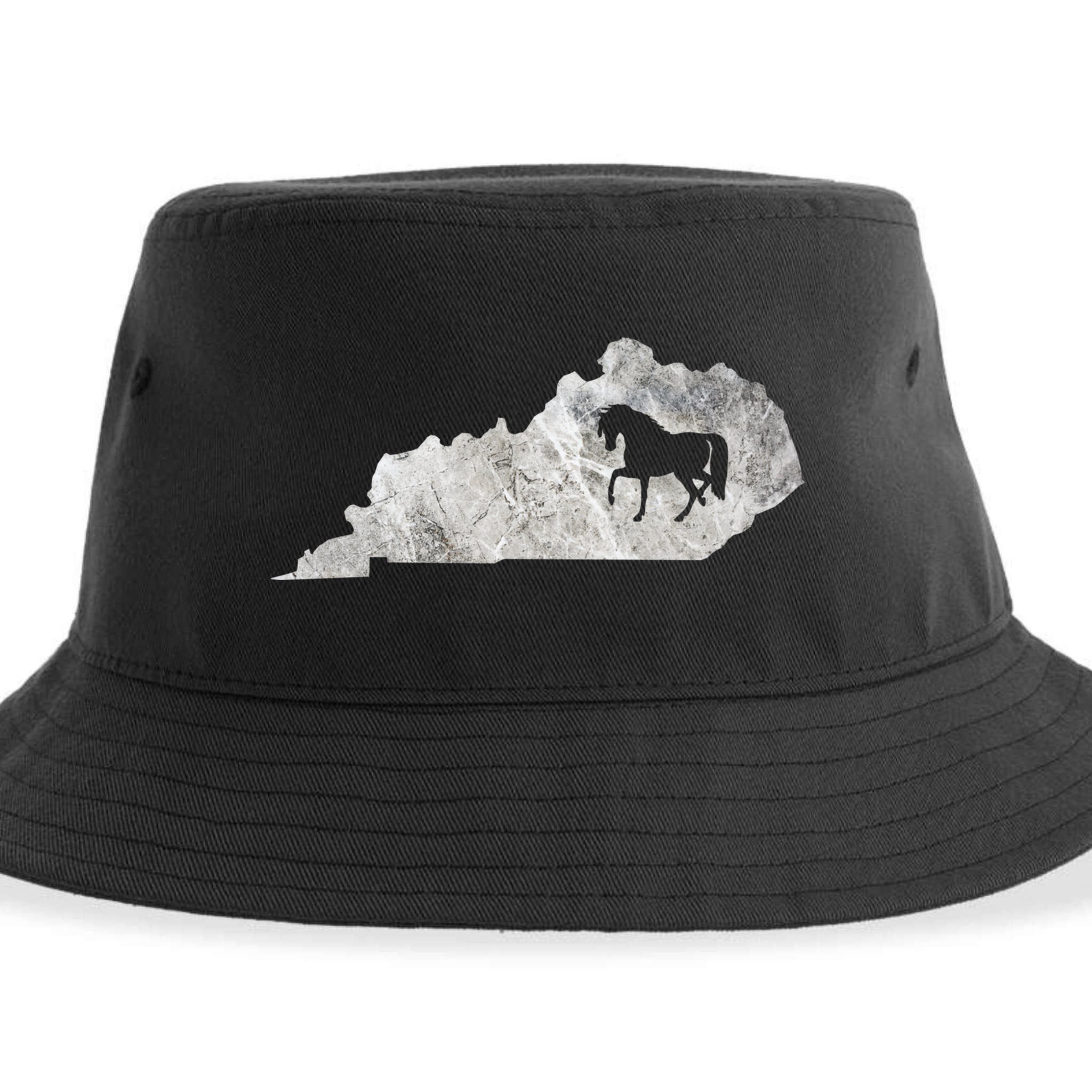 Kentucky Horse Map Horseback Riding Equestrian Racing Gift Sustainable Bucket Hat