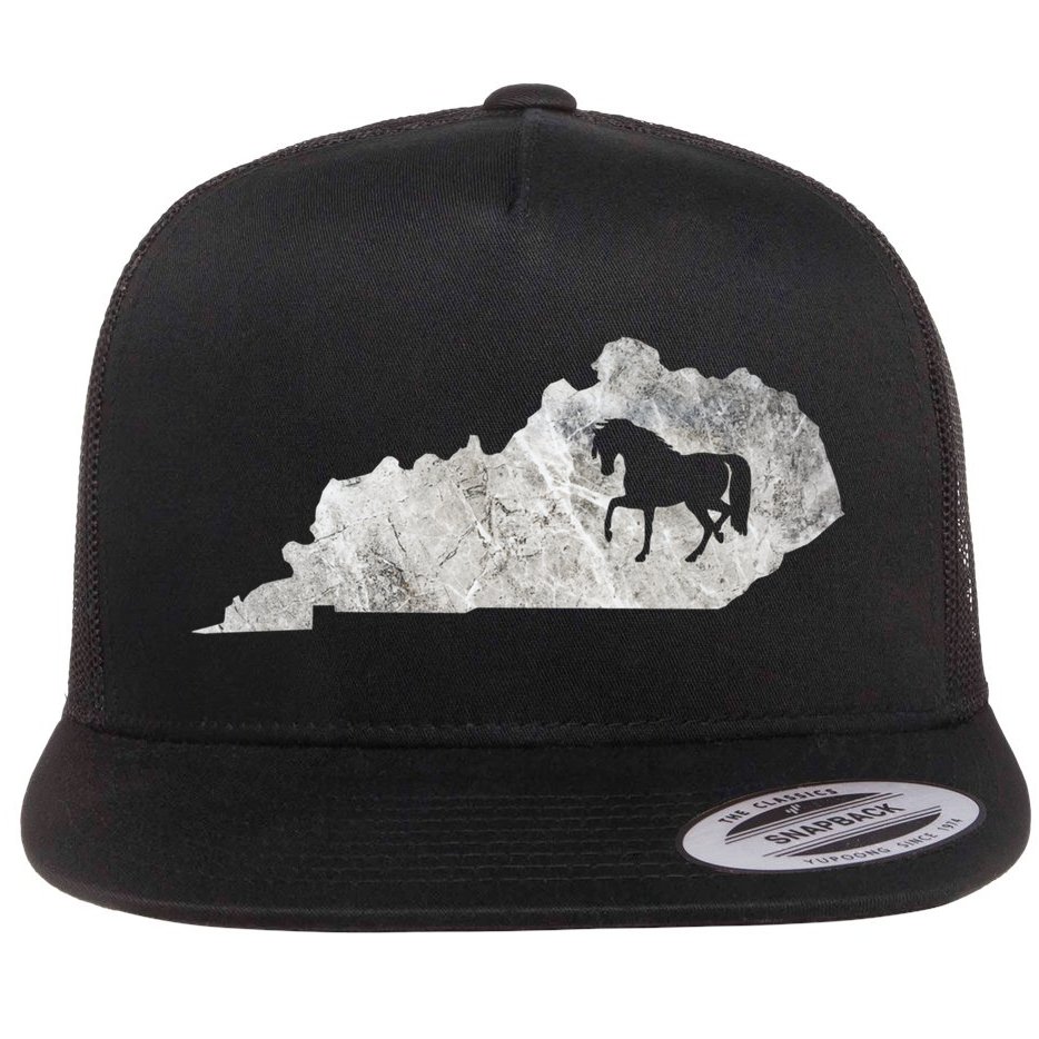 Kentucky Horse Map Horseback Riding Equestrian Racing Gift Flat Bill Trucker Hat