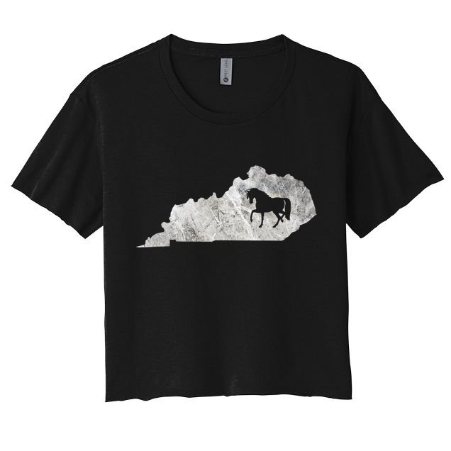 Kentucky Horse Map Horseback Riding Equestrian Racing Gift Women's Crop Top Tee
