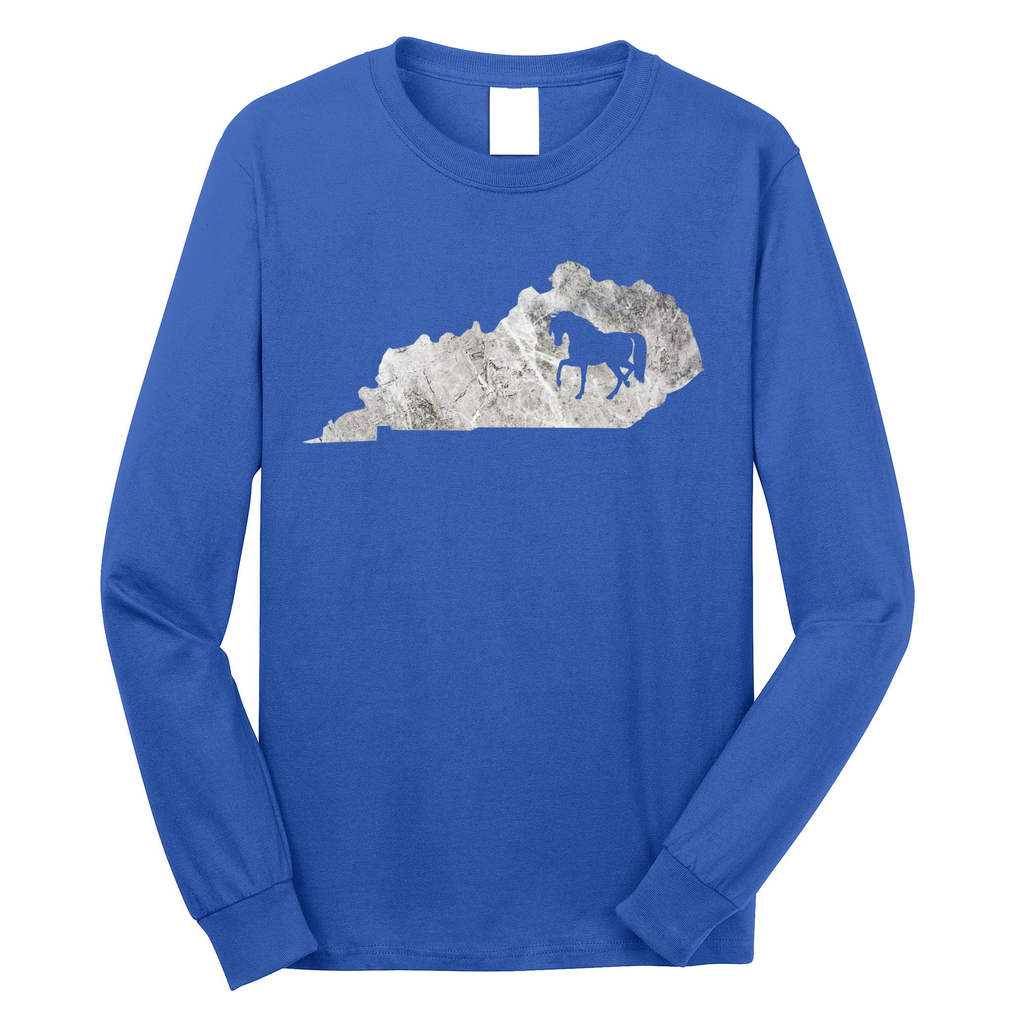 Kentucky Horse Map Horseback Riding Equestrian Racing Gift Long Sleeve Shirt