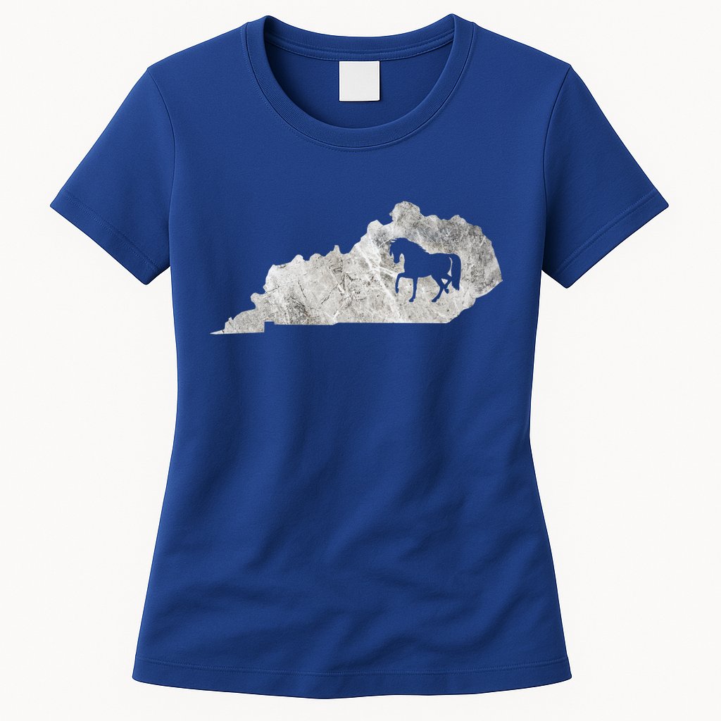 Kentucky Horse Map Horseback Riding Equestrian Racing Gift Womens T-Shirt