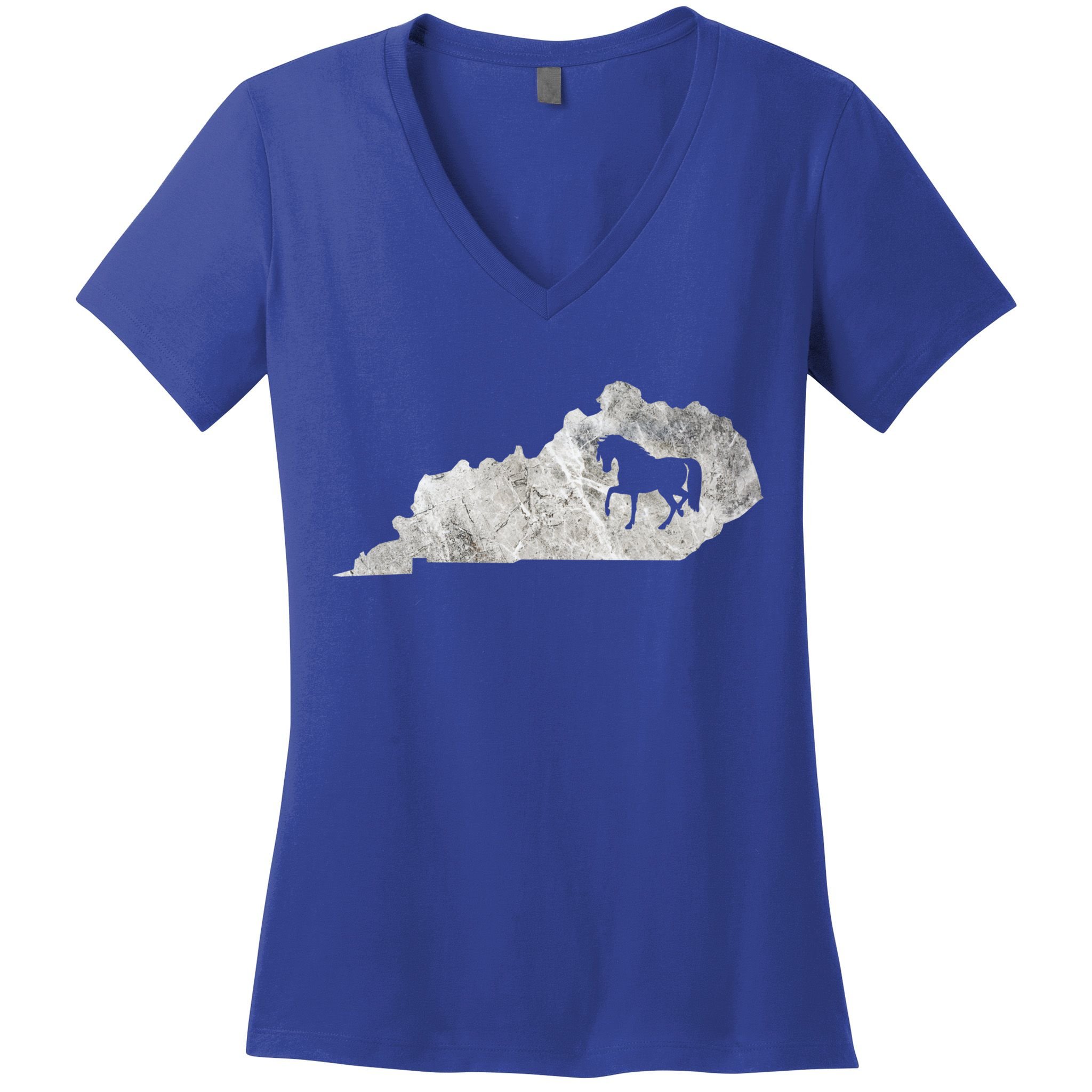 Kentucky Horse Map Horseback Riding Equestrian Racing Gift Women's V-Neck T-Shirt