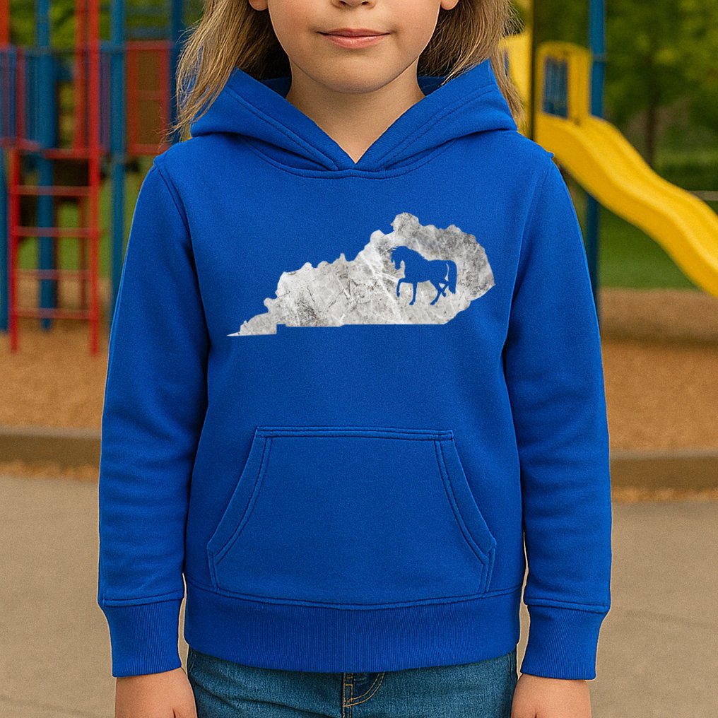 Kentucky Horse Map Horseback Riding Equestrian Racing Gift Kids Hoodie