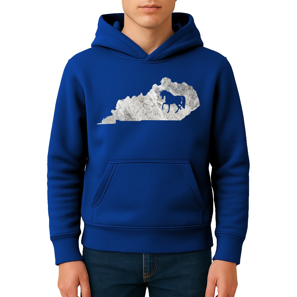 Kentucky Horse Map Horseback Riding Equestrian Racing Gift Kids Hoodie