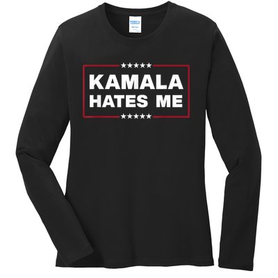 Kamala Hates Me Trump 2024 American Elections Ladies Long Sleeve Shirt