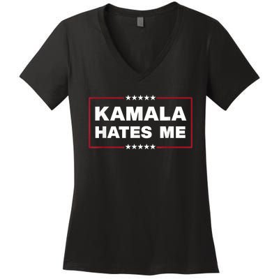 Kamala Hates Me Trump 2024 American Elections Women's V-Neck T-Shirt