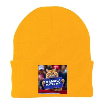 Kamala Hates Me Funny Political Saying Cat Lover Knit Cap Winter Beanie