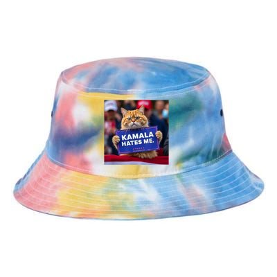 Kamala Hates Me Funny Political Saying Cat Lover Tie Dye Newport Bucket Hat