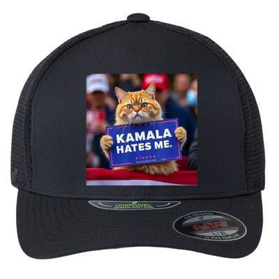 Kamala Hates Me Funny Political Saying Cat Lover Flexfit Unipanel Trucker Cap