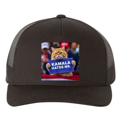 Kamala Hates Me Funny Political Saying Cat Lover Yupoong Adult 5-Panel Trucker Hat