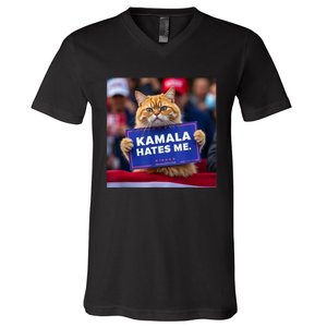 Kamala Hates Me Funny Political Saying Cat Lover V-Neck T-Shirt