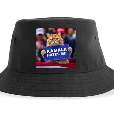 Kamala Hates Me Funny Political Saying Cat Lover Sustainable Bucket Hat