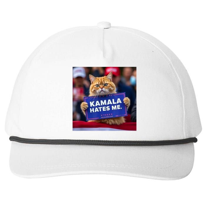 Kamala Hates Me Funny Political Saying Cat Lover Snapback Five-Panel Rope Hat