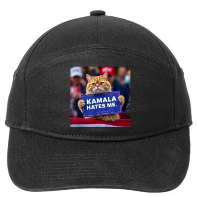 Kamala Hates Me Funny Political Saying Cat Lover 7-Panel Snapback Hat