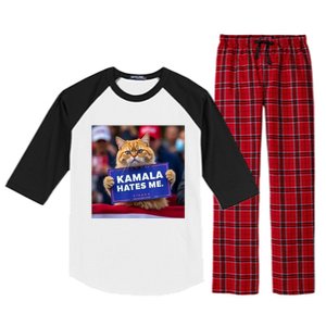 Kamala Hates Me Funny Political Saying Cat Lover Raglan Sleeve Pajama Set