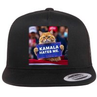 Kamala Hates Me Funny Political Saying Cat Lover Flat Bill Trucker Hat