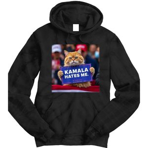 Kamala Hates Me Funny Political Saying Cat Lover Tie Dye Hoodie