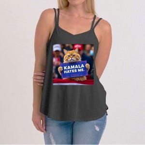 Kamala Hates Me Funny Political Saying Cat Lover Women's Strappy Tank