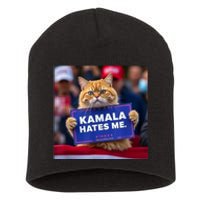 Kamala Hates Me Funny Political Saying Cat Lover Short Acrylic Beanie