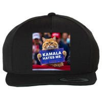 Kamala Hates Me Funny Political Saying Cat Lover Wool Snapback Cap