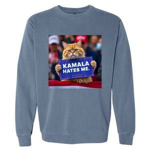 Kamala Hates Me Funny Political Saying Cat Lover Garment-Dyed Sweatshirt