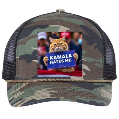 Kamala Hates Me Funny Political Saying Cat Lover Retro Rope Trucker Hat Cap