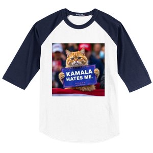 Kamala Hates Me Funny Political Saying Cat Lover Baseball Sleeve Shirt