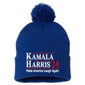 Kamala Harris Make America Laugh Again Gift Pom Pom 12in Knit Beanie