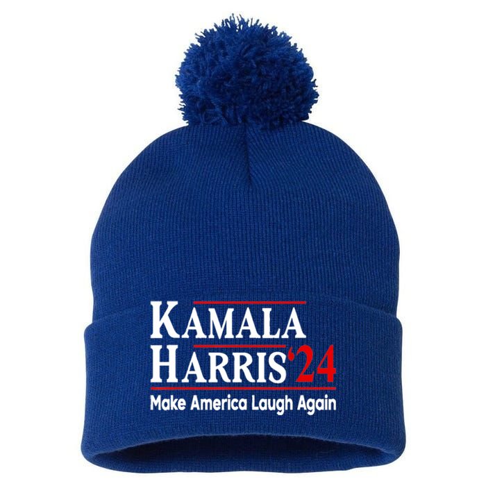 Kamala Harris Make America Laugh Again Gift Pom Pom 12in Knit Beanie