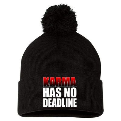 Karma Has No Deadline Pom Pom 12in Knit Beanie